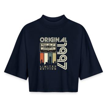 1997 Jahrgang geboren Geburtstag Retro Geschenk - Boxy Frauen Recyceltes 1/2 Sleeved T-Shirt by Stanley/Stella - Navy - Vorne - AI Model Female 172 light (172cm)