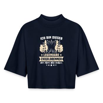 Brick Burner Sayings - Boxy Women's Recycled 1/2 Sleeved T-Shirt by Stanley/Stella - navy - Front - AI Model Female 172 light (172cm)