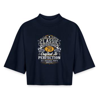79. Geburtstag - Boxy Frauen Recyceltes 1/2 Sleeved T-Shirt by Stanley/Stella - Navy - Vorne - AI Model Female 172 light (172cm)