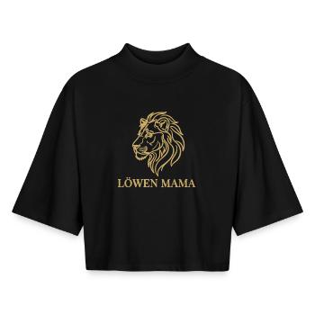 Maman Lion Tête de Lion Maman Fière - T-shirt femme coupe boxy recyclé manches mi-longues Stanley/Stella - noir - Devant - AI Model Female 172 light (172cm)