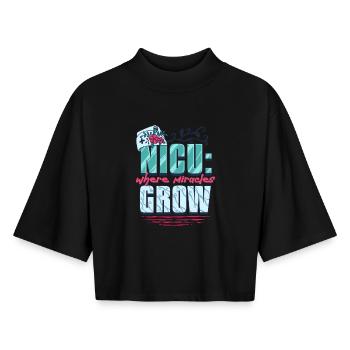 NICU Krankenschwester Where Miracles Grow - Boxy Frauen Recyceltes 1/2 Sleeved T-Shirt by Stanley/Stella - Schwarz - Vorne - AI Model Female 172 light (172cm)