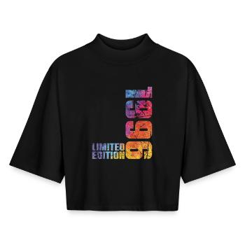 30ème Anniversaire Homme Femme 30 ans 1996 Cadeau - T-shirt femme coupe boxy recyclé manches mi-longues Stanley/Stella - noir - Devant - AI Model Female 172 light (172cm)