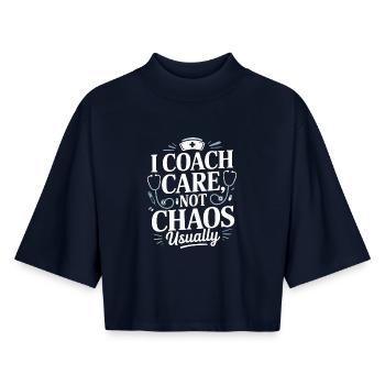 Éducateur en soins infirmiers I Coach Nurse Instructeur - T-shirt femme coupe boxy recyclé manches mi-longues Stanley/Stella - marine - Devant - AI Model Female 172 light (172cm)