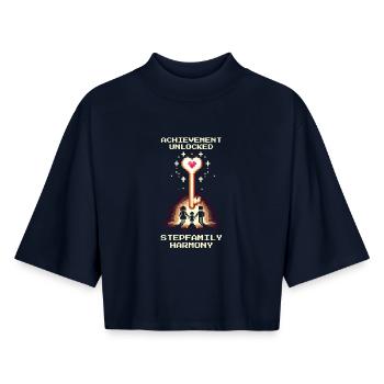 Patchwork Harmony Unlocked | Patchwork - Boxy Women's Recycled 1/2 Sleeved T-Shirt by Stanley/Stella - navy - Front - AI Model Female 172 light (172cm)