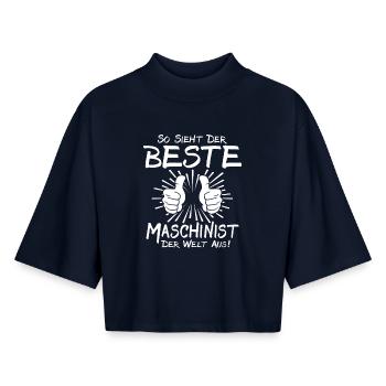 Bester Maschinist - Boxy Frauen Recyceltes 1/2 Sleeved T-Shirt by Stanley/Stella - Navy - Vorne - AI Model Female 172 light (172cm)