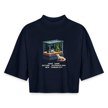 Enregistrer avant une nouvelle entrée | Terrarium Vergesellung - T-shirt femme coupe boxy recyclé manches mi-longues Stanley/Stella - marine - Devant - AI Model Female 172 light (172cm)