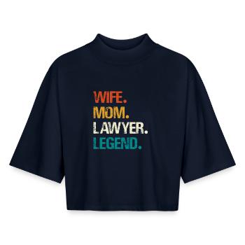 Wife Mom Lawyer Legend - Boxy Women's Recycled 1/2 Sleeved T-Shirt by Stanley/Stella - navy - Front - AI Model Female 172 light (172cm)
