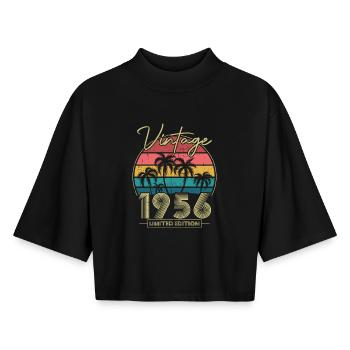 Vintage 1956 Jahrgang Geburtstagsgeschenk - Boxy Frauen Recyceltes 1/2 Sleeved T-Shirt by Stanley/Stella - Schwarz - Vorne - AI Model Female 172 light (172cm)