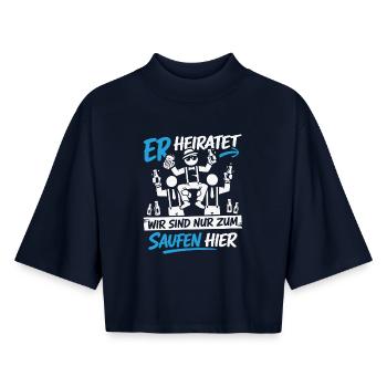 Junggesellenabschied Männer T-Shirt JGA Kostüm - Boxy Frauen Recyceltes 1/2 Sleeved T-Shirt by Stanley/Stella - Navy - Vorne - AI Model Female 172 light (172cm)