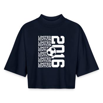 LIMITED EDITION 2016 FOOTBALL 10TH BIRTHDAY - Boxy Women's Recycled 1/2 Sleeved T-Shirt by Stanley/Stella - navy - Front - AI Model Female 172 light (172cm)