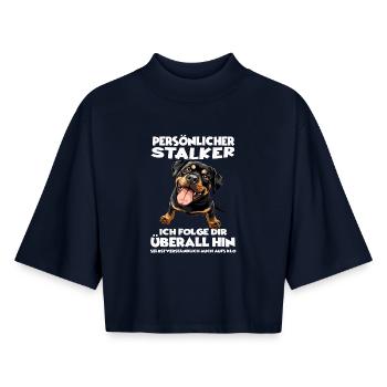 Propriétaires de chiens rottweiler pour propriétaires de chiens rottweilers - T-shirt femme coupe boxy recyclé manches mi-longues Stanley/Stella - marine - Devant - AI Model Female 172 light (172cm)
