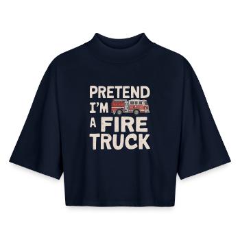 Pretend I'm a Fire Truck - Boxy Women's Recycled 1/2 Sleeved T-Shirt by Stanley/Stella - navy - Front - AI Model Female 172 light (172cm)