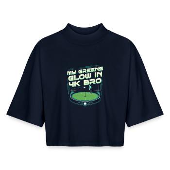 Golfsimulator My Greens Glow In 4k Bro - Boxy Frauen Recyceltes 1/2 Sleeved T-Shirt by Stanley/Stella - Navy - Vorne - AI Model Female 172 light (172cm)