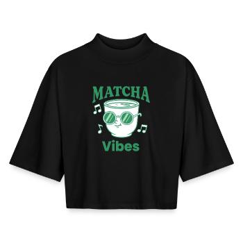 Matcha Vibes Green Tea Matcha Latte Lover Japanese - Boxy Women's Recycled 1/2 Sleeved T-Shirt by Stanley/Stella - black - Front - AI Model Female 172 light (172cm)