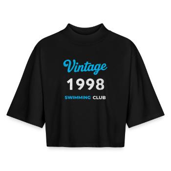 Vintage 1998 – Swimming Club Retro Geburtsjahr - Boxy Frauen Recyceltes 1/2 Sleeved T-Shirt by Stanley/Stella - Schwarz - Vorne - AI Model Female 172 light (172cm)