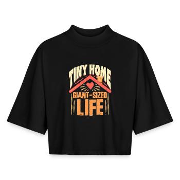 Tiny House - Boxy Women's Recycled 1/2 Sleeved T-Shirt by Stanley/Stella - black - Front - AI Model Female 172 light (172cm)