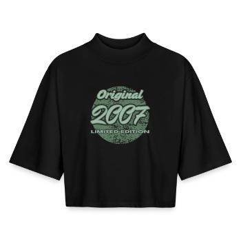 19. Geburtstag Mann Frau 4 Jahre 2007 Geschenk - Boxy Frauen Recyceltes 1/2 Sleeved T-Shirt by Stanley/Stella - Schwarz - Vorne - AI Model Female 172 light (172cm)
