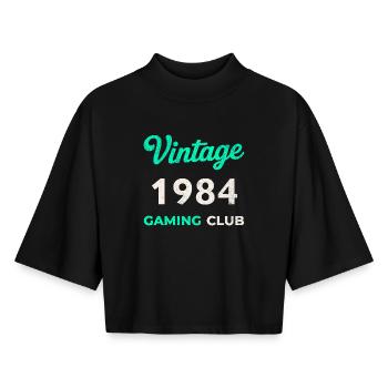 Vintage 1984 – Gaming Club Retro Geburtsjahr - Boxy Frauen Recyceltes 1/2 Sleeved T-Shirt by Stanley/Stella - Schwarz - Vorne - AI Model Female 172 light (172cm)