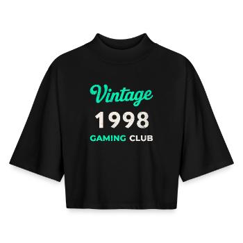 Vintage 1998 – Gaming Club Retro Birth Year - Boxy Women's Recycled 1/2 Sleeved T-Shirt by Stanley/Stella - black - Front - AI Model Female 172 light (172cm)