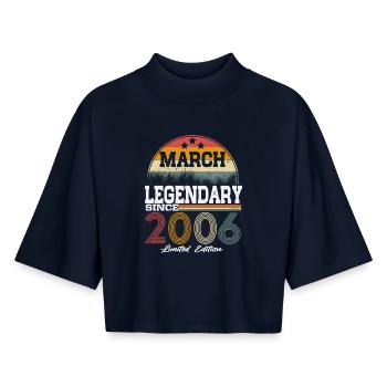 Legends were born in March 2006 - Boxy Women's Recycled 1/2 Sleeved T-Shirt by Stanley/Stella - navy - Front - AI Model Female 172 light (172cm)