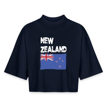 Drapeau néo-zélandais de Nouvelle-Zélande de Nouvelle-Zélande - T-shirt femme coupe boxy recyclé manches mi-longues Stanley/Stella - marine - Devant - AI Model Female 172 light (172cm)