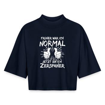 Hoggers - Boxy Women's Recycled 1/2 Sleeved T-Shirt by Stanley/Stella - navy - Front - AI Model Female 172 light (172cm)