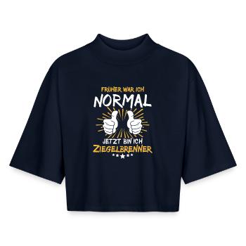Brick Burner Saying - Boxy Women's Recycled 1/2 Sleeved T-Shirt by Stanley/Stella - navy - Front - AI Model Female 172 light (172cm)