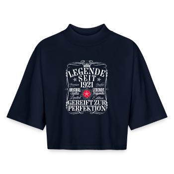 105th Birthday Man Woman 105 Years 1921 Decoration - Boxy Women's Recycled 1/2 Sleeved T-Shirt by Stanley/Stella - navy - Front - AI Model Female 172 light (172cm)