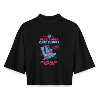 Pack Ripper Card Flipper Ultra Rare Pulls Trading - Boxy Women's Recycled 1/2 Sleeved T-Shirt by Stanley/Stella - black - Front - AI Model Female 172 light (172cm)