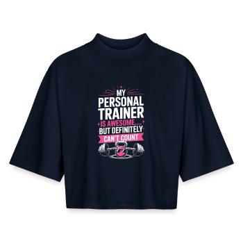 Fitnessstudio, Fitness - Boxy Frauen Recyceltes 1/2 Sleeved T-Shirt by Stanley/Stella - Navy - Vorne - AI Model Female 172 light (172cm)