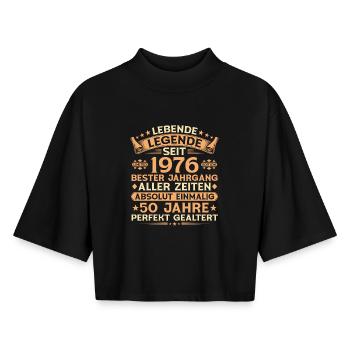 50e anniversaire 1976 cadeau Vintage Legend - T-shirt femme coupe boxy recyclé manches mi-longues Stanley/Stella - noir - Devant - AI Model Female 172 light (172cm)