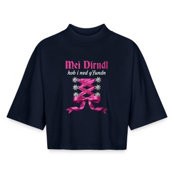 Trachtenshirt Damen Trachten T-shirt Dirndl Tenue - T-shirt femme coupe boxy recyclé manches mi-longues Stanley/Stella - marine - Devant - AI Model Female 172 light (172cm)
