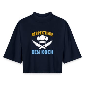 Chef RESPECT LE CHEF Amusement - T-shirt femme coupe boxy recyclé manches mi-longues Stanley/Stella - marine - Devant - AI Model Female 172 light (172cm)