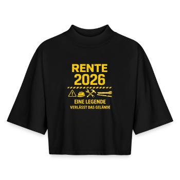 Rente Geschenk Mann Rentner Ruhestand 2026 Lustig - Boxy Frauen Recyceltes 1/2 Sleeved T-Shirt by Stanley/Stella - Schwarz - Vorne - AI Model Female 172 light (172cm)