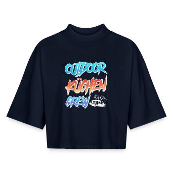 Küchenchef OUTDOOR KÜCHEN CREW Lustig - Boxy Frauen Recyceltes 1/2 Sleeved T-Shirt by Stanley/Stella - Navy - Vorne - AI Model Female 172 light (172cm)