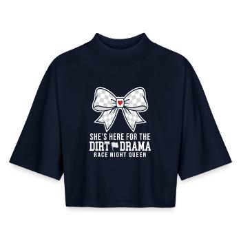 Dirt Drama Race Night Queen Bow - Boxy Frauen Recyceltes 1/2 Sleeved T-Shirt by Stanley/Stella - Navy - Vorne - AI Model Female 172 light (172cm)