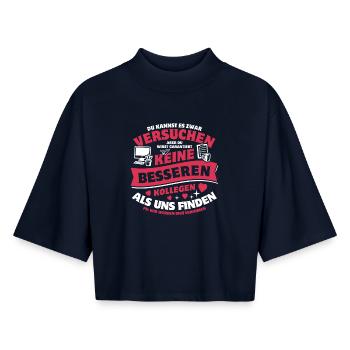 Kollegen - Jobwechsel - Kündigung - Spruch - Boxy Frauen Recyceltes 1/2 Sleeved T-Shirt by Stanley/Stella - Navy - Vorne - AI Model Female 172 light (172cm)