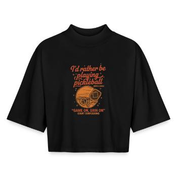 Pickleball würde lieber lustige Spielerliebe spielen - Boxy Frauen Recyceltes 1/2 Sleeved T-Shirt by Stanley/Stella - Schwarz - Vorne - AI Model Female 172 light (172cm)