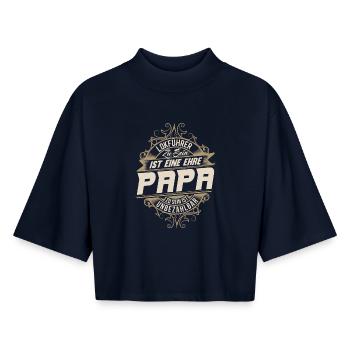 Père conducteur de train - T-shirt femme coupe boxy recyclé manches mi-longues Stanley/Stella - marine - Devant - AI Model Female 172 light (172cm)