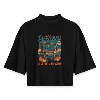 Pickleball Spirit Of Pickleball One More Game - Boxy Women's Recycled 1/2 Sleeved T-Shirt by Stanley/Stella - black - Front - AI Model Female 172 light (172cm)