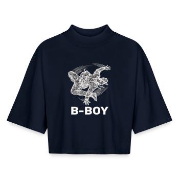 Breakdance B-Boy Danse de rue Hip Hop - T-shirt femme coupe boxy recyclé manches mi-longues Stanley/Stella - marine - Devant - AI Model Female 172 light (172cm)