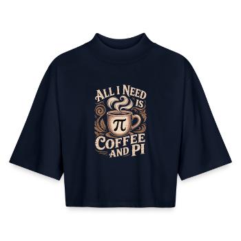Math Coffee T-Shirt Pi Symbol Nerd Gift - Boxy Women's Recycled 1/2 Sleeved T-Shirt by Stanley/Stella - navy - Front - AI Model Female 172 light (172cm)
