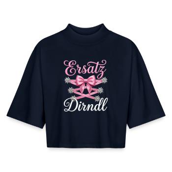 Tracht Ersatz Dirndl Shirt Damen Trachtenshirt - Boxy Frauen Recyceltes 1/2 Sleeved T-Shirt by Stanley/Stella - Navy - Vorne - AI Model Female 172 light (172cm)