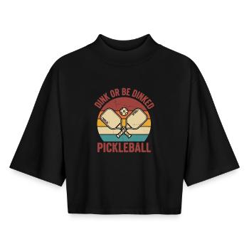 Joueur drôle de pickleball Dink Or Be Dinked - T-shirt femme coupe boxy recyclé manches mi-longues Stanley/Stella - noir - Devant - AI Model Female 172 light (172cm)
