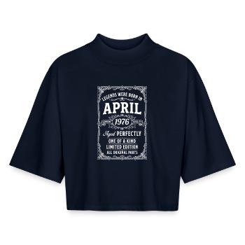 Awesome since April 1976 - Boxy Women's Recycled 1/2 Sleeved T-Shirt by Stanley/Stella - navy - Front - AI Model Female 172 light (172cm)