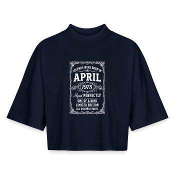 Awesome since April 1975 - Boxy Women's Recycled 1/2 Sleeved T-Shirt by Stanley/Stella - navy - Front - AI Model Female 172 light (172cm)
