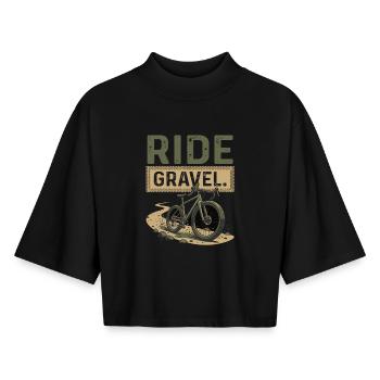 Gravel Bike Ride Bike Adventure - Boxy Women's Recycled 1/2 Sleeved T-Shirt by Stanley/Stella - black - Front - AI Model Female 172 light (172cm)