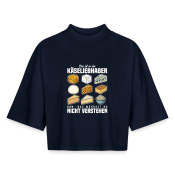 Käseliebhaber - Boxy Frauen Recyceltes 1/2 Sleeved T-Shirt by Stanley/Stella - Navy - Vorne - AI Model Female 172 light (172cm)