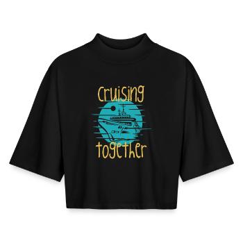 Graphique du bateau de croisière ensemble - T-shirt femme coupe boxy recyclé manches mi-longues Stanley/Stella - noir - Devant - AI Model Female 172 light (172cm)