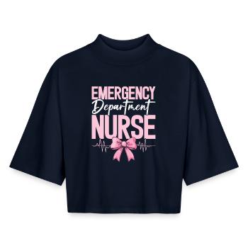 Infirmière des urgences Infirmière et Intervenante de santé - T-shirt femme coupe boxy recyclé manches mi-longues Stanley/Stella - marine - Devant - AI Model Female 172 light (172cm)